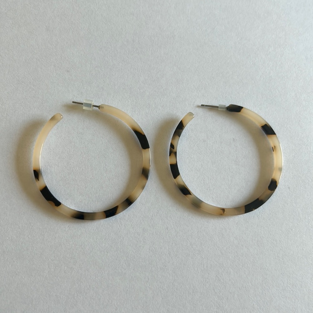 Altar’d state, hoop earrings, black and tan, pattern